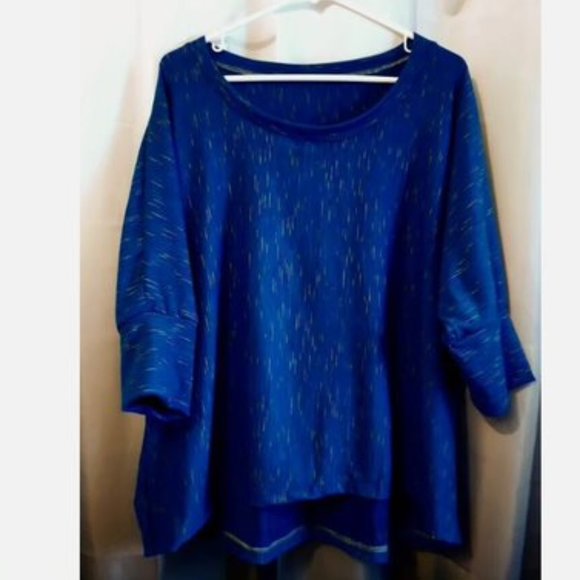 Fireworks print T-shirt Top Plus 1X Blue pink green blend Dolman Scoop neck hilo - Picture 1 of 12